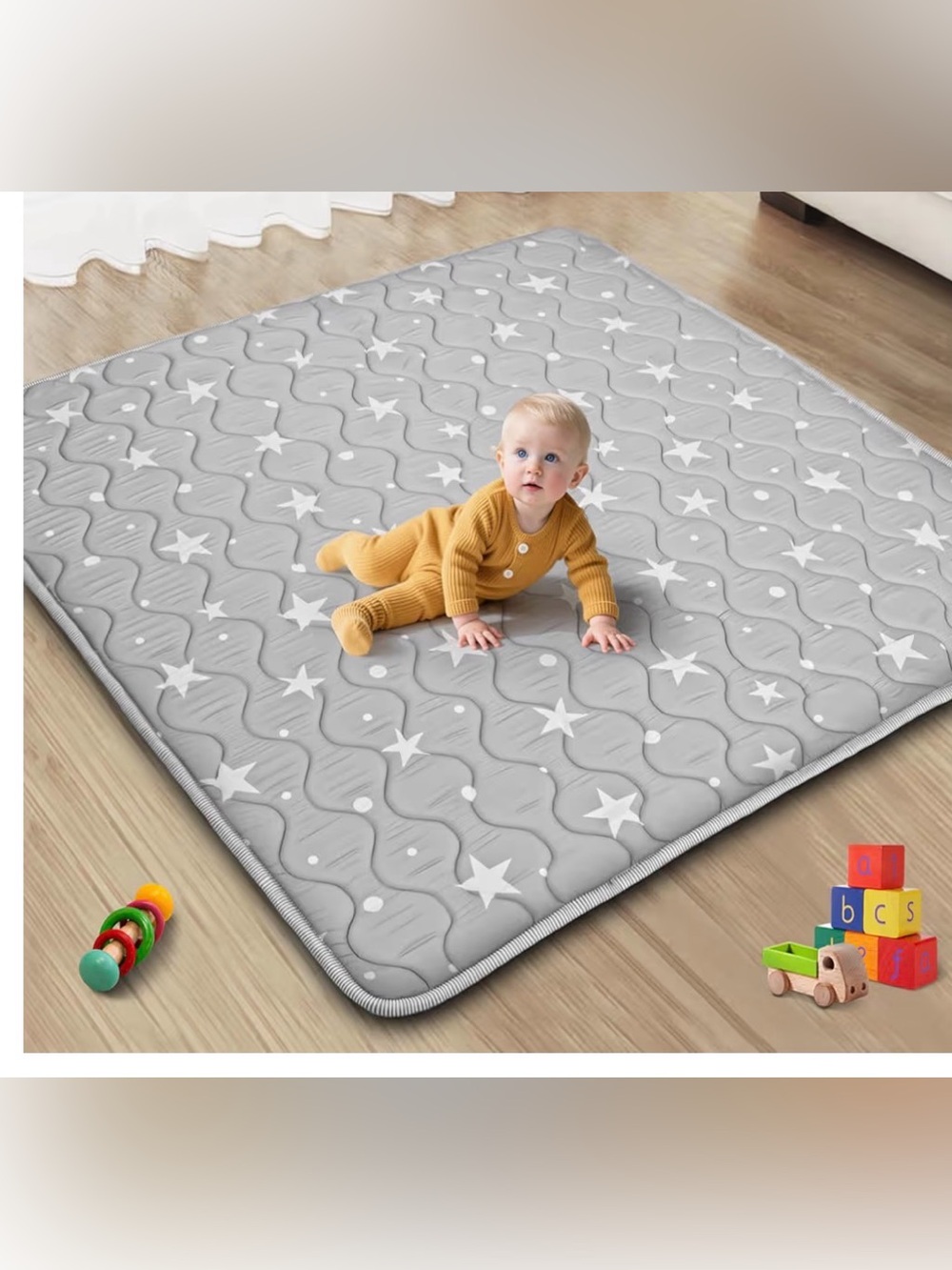 Grey Star Play Mat with White Stars 50x50 Brand New